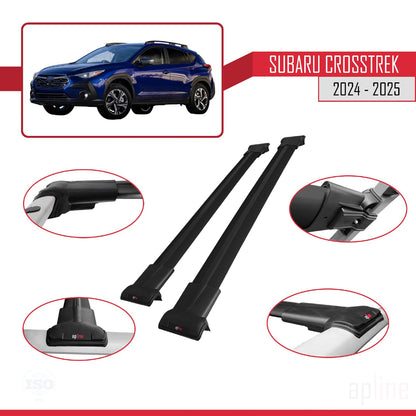 Compatible with Subaru Crosstrek 2024-2025 Fly Model Car Roof Rack Cross Bar Black Aluminium 2 Bars