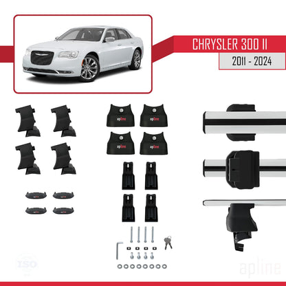 Compatible with Chrysler 300 II (LD) 2011-2023 ACE-4 Car Roof Rack Cross Bar Grey Aluminium 2 Bars