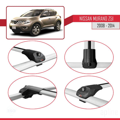 Compatible with Nissan Murano 2 (Z51) 2008-2014 ACE-1 Car Roof Rack Cross Bar Grey Aluminium 2 Bars