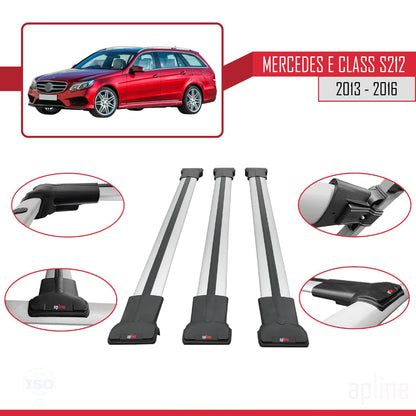 Compatible with Mercedes E Class S212 2013-2016 Fly Model Car Roof Rack Cross Bar Grey Aluminium 3 Bars