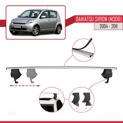 Compatible with Daihatsu Sirion (M300) 2004-2011 ACE-4 Car Roof Rack Cross Bar Grey Aluminium 2 Bars