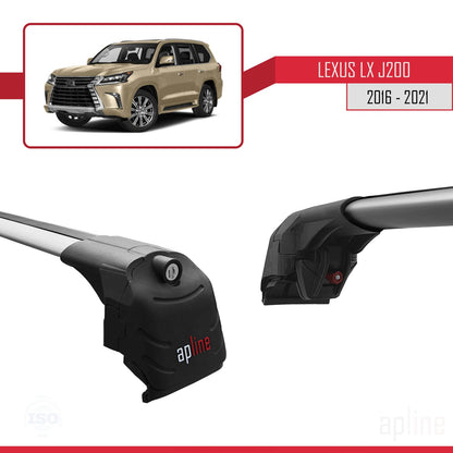 Compatible with Lexus LX 3 (J200) 2016-2021 ACE-2 Car Roof Rack Cross Bar Grey Aluminium 2 Bars