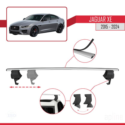 Compatible with Jaguar XE (X760) 2015-2024 ACE-4 Car Roof Rack Cross Bar Grey Aluminium 2 Bars