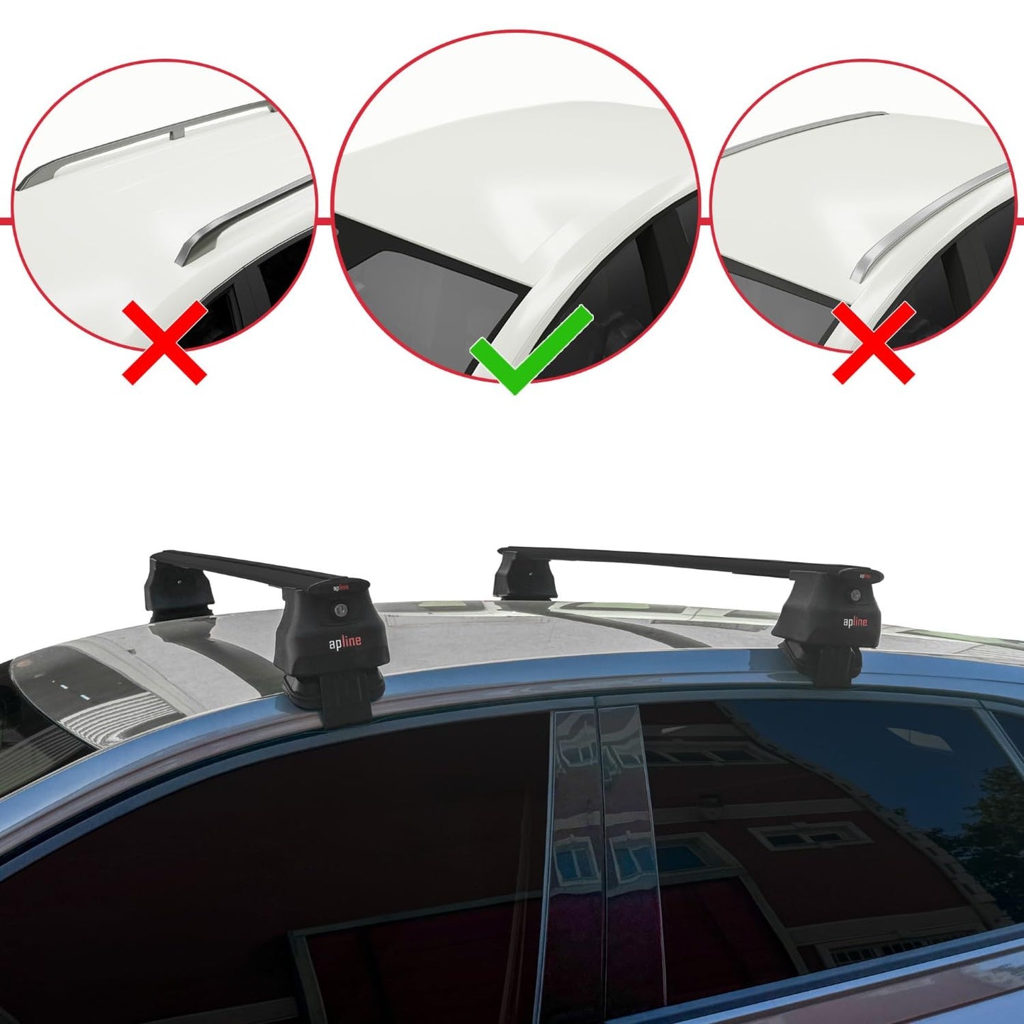 Compatible with Volkswagen Polo 6 (AE1) 2021-2025 ACE-4 Car Roof Rack Cross Bar Black Aluminium 2 Bars