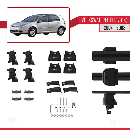 Compatible with Volkswagen Golf 5 (1K) 2004-2008 ACE-4 Car Roof Rack Cross Bar Black Aluminium 2 Bars
