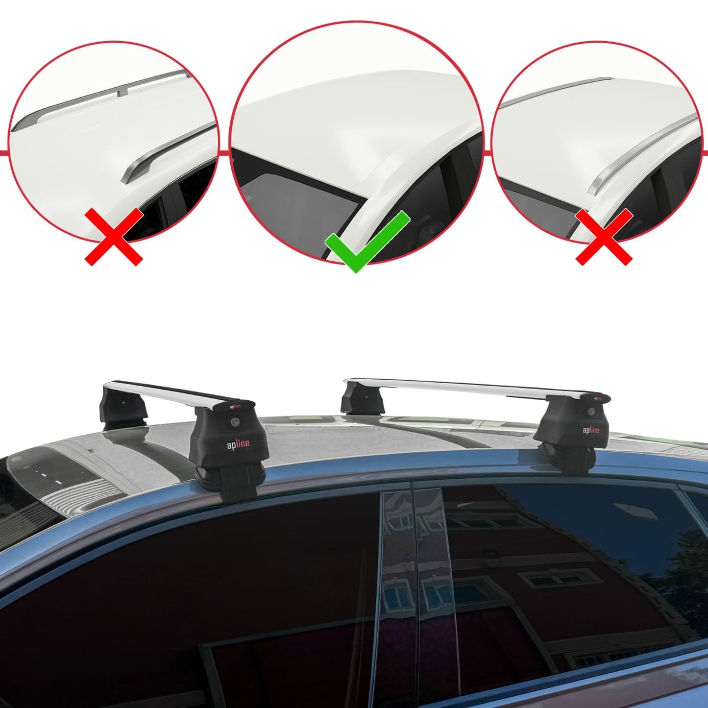 Compatible with Volkswagen Polo 6 (AE1) Post-Facelift 2021-2025 ACE-4 Car Roof Rack Cross Bar Grey Aluminium 2 Bars
