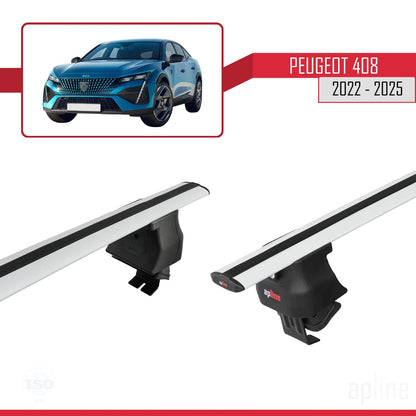 Compatible with Peugeot 408 (P54) 2022-2025 ACE-4 Car Roof Rack Cross Bar Grey Aluminium 2 Bars