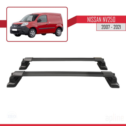 Compatible with Nissan NV250 2007-2021 ACE-3 Car Roof Rack Cross Bar Black Aluminium 2 Bars