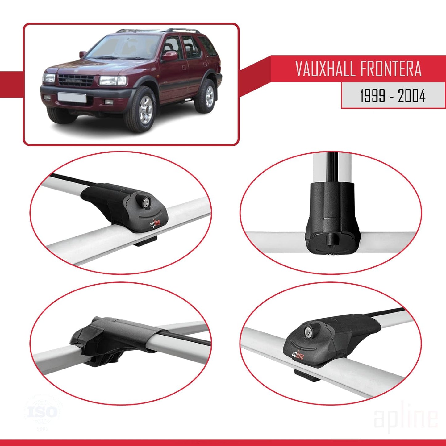 Compatible with Vauxhall Frontera 2 1999-2004 ACE-1 Car Roof Rack Cross Bar Grey Aluminium 2 Bars