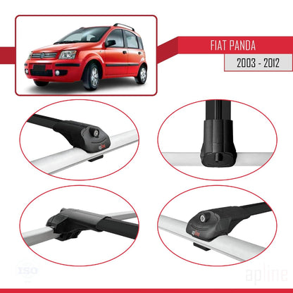 Compatible with Fiat Panda 2 (169) 2003-2012 ACE-1 Car Roof Rack Cross Bar Black Aluminium 3 Bars