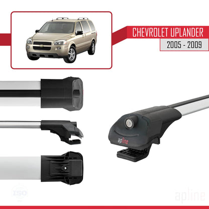 Compatible with Chevrolet Uplander 2005-2009 ACE-1 Car Roof Rack Cross Bar Grey Aluminium 3 Bars