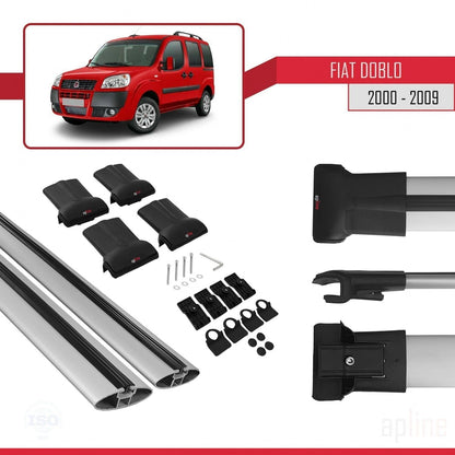 Compatible with Fiat Doblo 2000-2009 Fly Model Car Roof Rack Cross Bar Grey Aluminium 2 Bars
