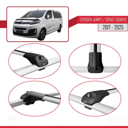 Compatible with Citroen Jumpy 3 (K0) Space Tourer 2017-2025 ACE-1 Car Roof Rack Cross Bar Grey Aluminium 3 Bars