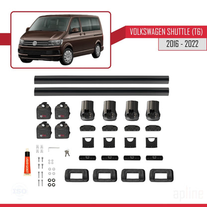 Compatible with Volkswagen Shuttle (T6) 2016-2022 ACE-3 Car Roof Rack Cross Bar Black Aluminium 2 Bars