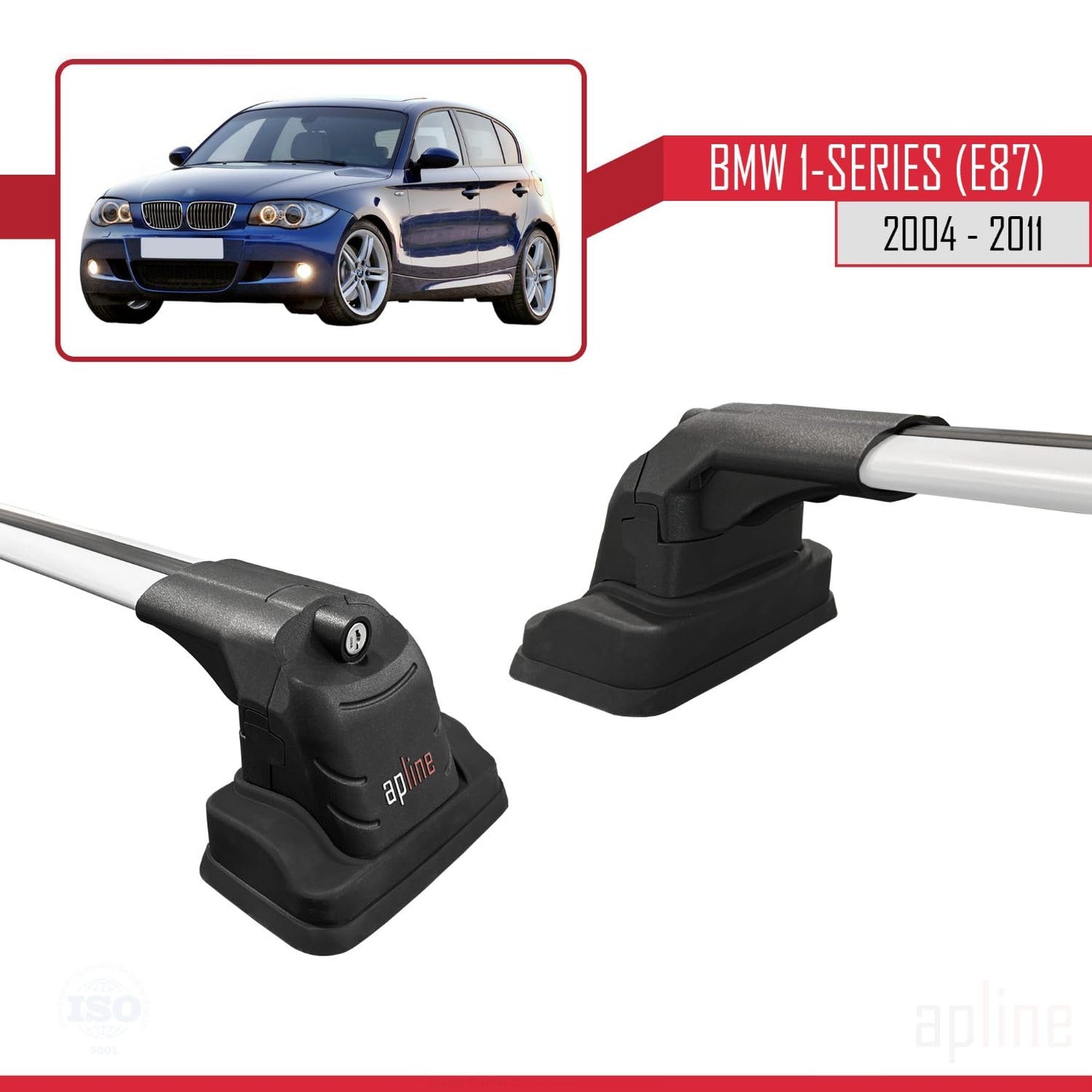 Compatible with BMW 1 Series (E87) 2004-2011 ACE-3 Car Roof Rack Cross Bar Grey Aluminium 2 Bars