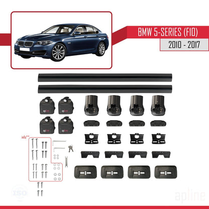 Compatible with BMW 5 Series (F10) 2010-2017 ACE-3 Car Roof Rack Cross Bar Black Aluminium 2 Bars