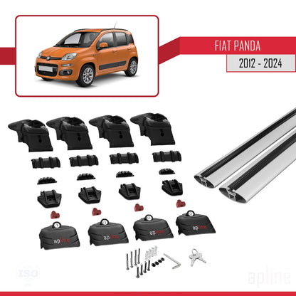 Compatible with Fiat Panda 3 (319) 2012-2024 ACE-2 Car Roof Rack Cross Bar Grey Aluminium 2 Bars