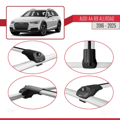 Compatible with Audi A4 (B9) Allroad 2016-2025 ACE-1 Car Roof Rack Cross Bar Grey Aluminium 2 Bars