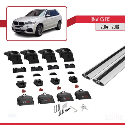 Compatible with BMW X5 (F15) 2014-2018 ACE-2 Car Roof Rack Cross Bar Grey Aluminium 2 Bars