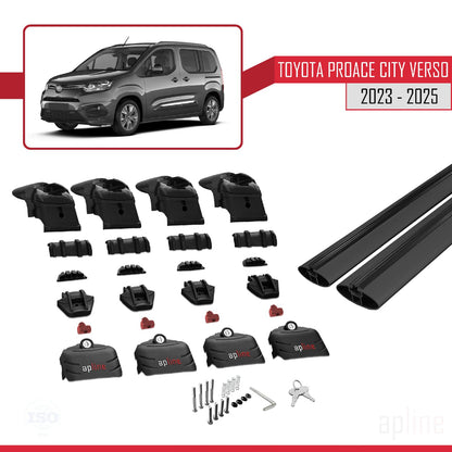 Compatible with Toyota Proace City Verso 2023-2025 ACE-2 Car Roof Rack Cross Bar Black Aluminium 2 Bars