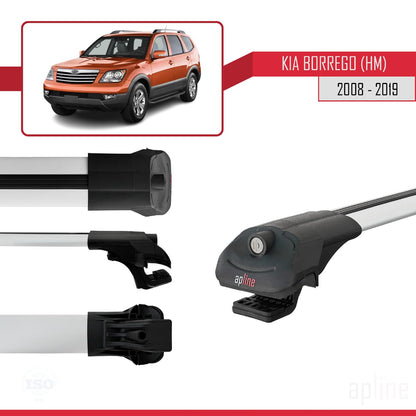 Compatible with Kia Borrego (HM) 2008-2019 ACE-1 Car Roof Rack Cross Bar Grey Aluminium 3 Bars