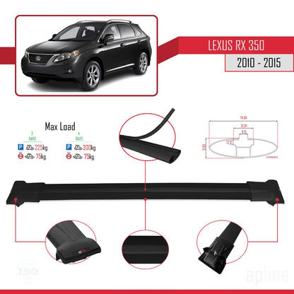 Compatible with Lexus RX 3 (AL10) 2010-2015 Fly Model Car Roof Rack Cross Bar Black Aluminium 3 Bars