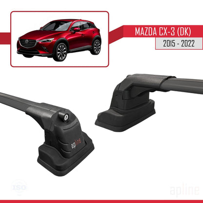 Compatible with Mazda CX-3 (DK) 2015-2022 ACE-3 Car Roof Rack Cross Bar Black Aluminium 2 Bars