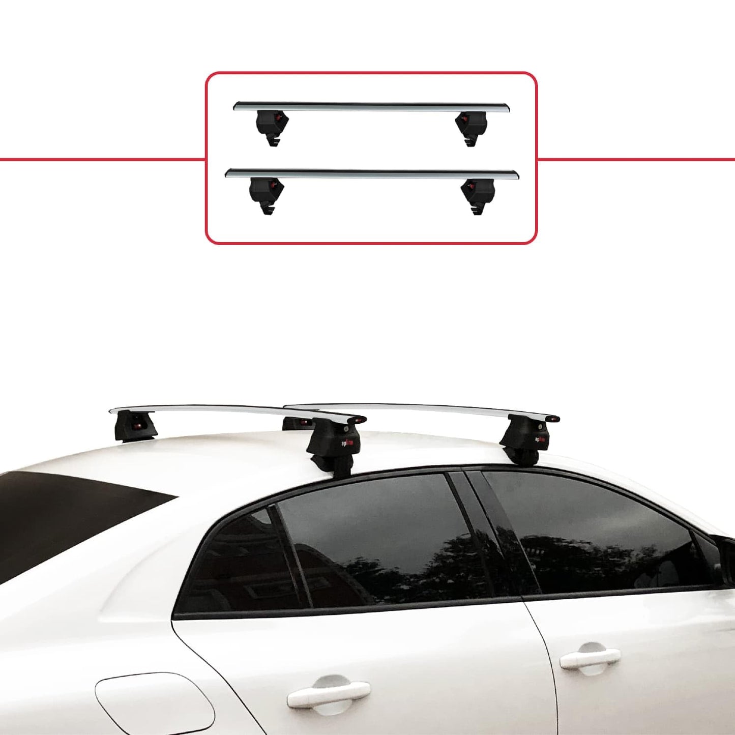 Compatible with Renault Megane 4 (BFB) Pre-Facelift 2016-2020 ACE-4 Car Roof Rack Cross Bar Grey Aluminium 2 Bars