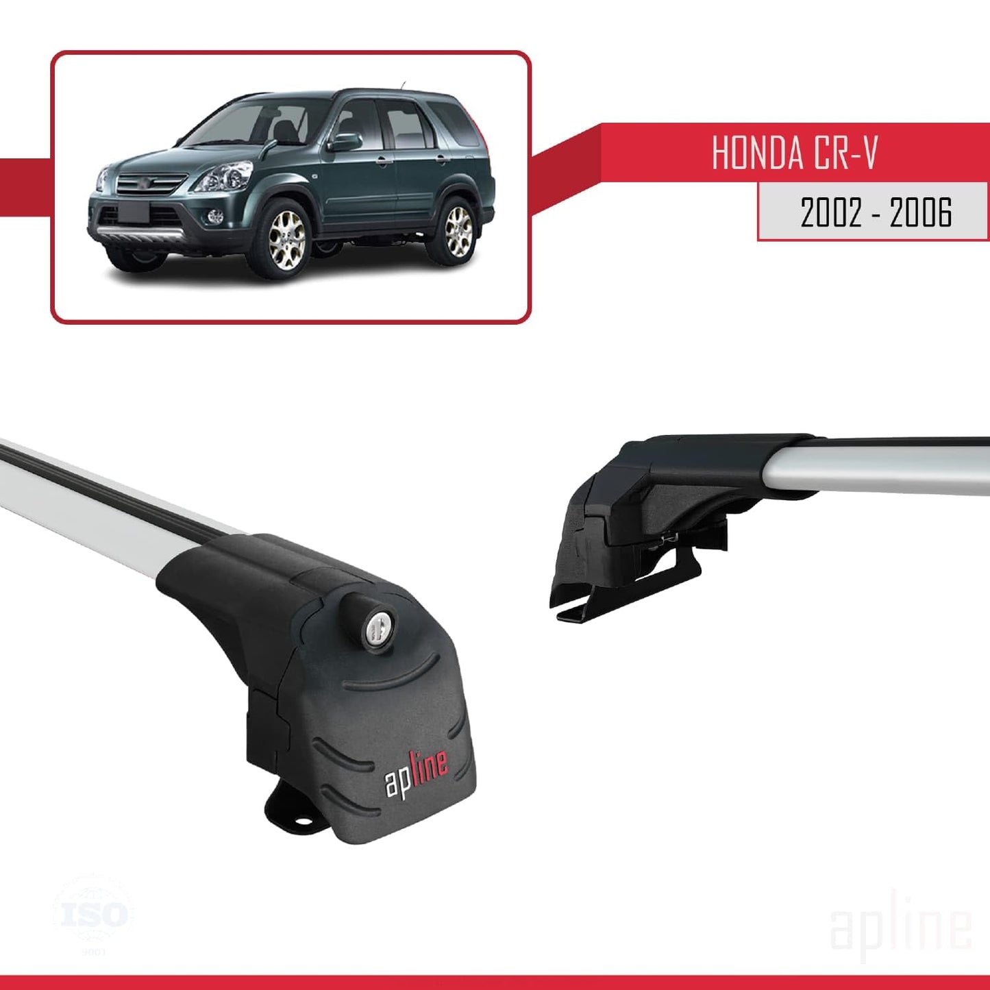 Compatible with Honda CR-V 2 2002-2006 ACE-2 Car Roof Rack Cross Bar Grey Aluminium 2 Bars
