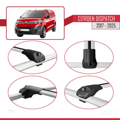 Compatible with Citroen Dispatch (K0) 2017-2025 ACE-1 Car Roof Rack Cross Bar Grey Aluminium 4 Bars