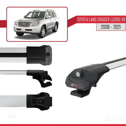 Compatible with Toyota Land Cruiser V8 (J200) 2008-2021 ACE-1 Car Roof Rack Cross Bar Grey Aluminium 2 Bars