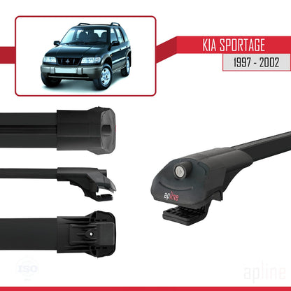 Compatible with Kia Sportage 1997-2002 ACE-1 Car Roof Rack Cross Bar Black Aluminium 2 Bars