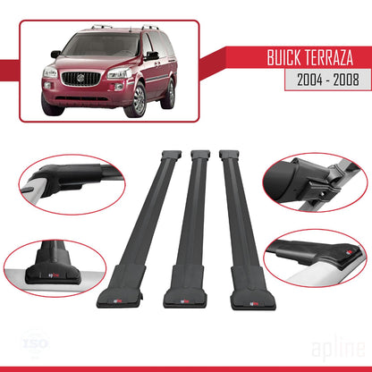 Compatible with Buick Terraza CXL 2004-2008 Fly Model Car Roof Rack Cross Bar Black Aluminium 3 Bars