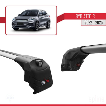Compatible with BYD Atto 3 2022-2025 ACE-2 Car Roof Rack Cross Bar Grey Aluminium 2 Bars