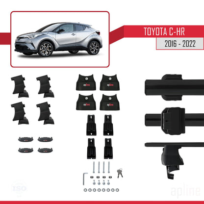 Compatible with Toyota C-HR 2016-2022 ACE-4 Car Roof Rack Cross Bar Black Aluminium 2 Bars