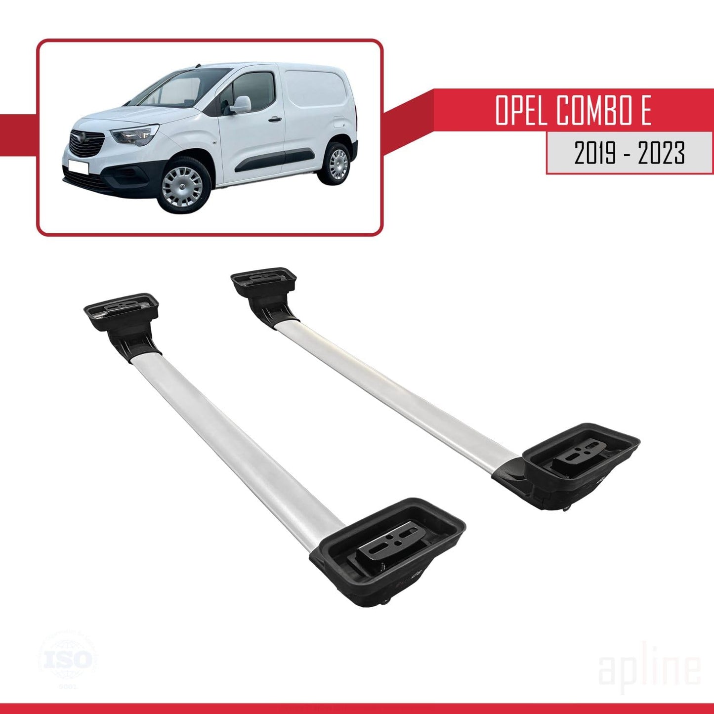 Compatible with Opel Combo E 2019-2023 ACE-3 Car Roof Rack Cross Bar Grey Aluminium 2 Bars