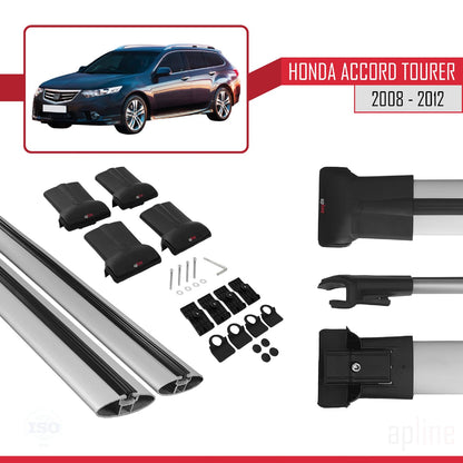 Compatible with Honda Accord Tourer 2008-2012 Fly Model Car Roof Rack Cross Bar Grey Aluminium 2 Bars