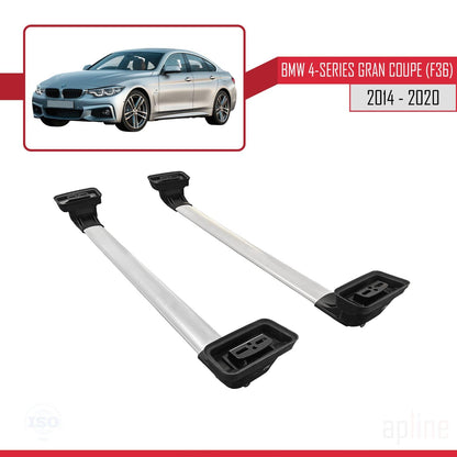 Compatible with BMW 4 Series Gran Coupe (F36) 2014-2020 ACE-3 Car Roof Rack Cross Bar Grey Aluminium 2 Bars