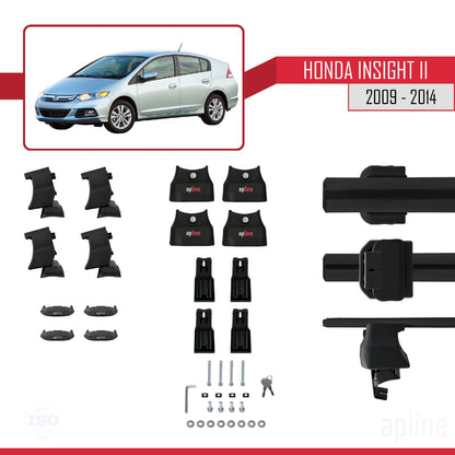 Compatible with Honda Insight 2 (ZE2) 2009-2014 ACE-4 Car Roof Rack Cross Bar Black Aluminium 2 Bars
