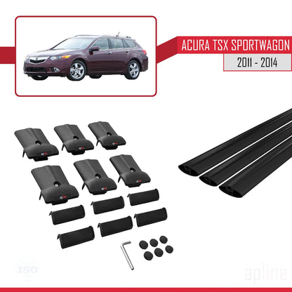 Compatible with Acura TSX Sport Wagon 2011-2014 Fly Model Car Roof Rack Cross Bar Black Aluminium 3 Bars