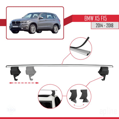 Compatible with BMW X5 (F15) 2014-2018 ACE-4 Car Roof Rack Cross Bar Grey Aluminium 2 Bars
