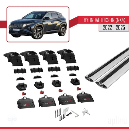 Compatible with Hyundai Tucson 4 (NX4) 2022-2025 ACE-2 Car Roof Rack Cross Bar Grey Aluminium 2 Bars