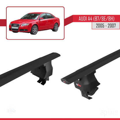 Compatible with Audi A4 (B7) 2005-2007 ACE-4 Car Roof Rack Cross Bar Black Aluminium 2 Bars