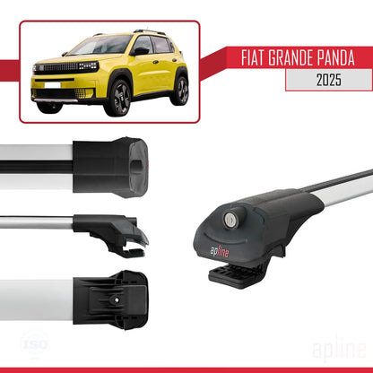 Compatible with Fiat Grande Panda 2025 ACE-1 Car Roof Rack Cross Bar Grey Aluminium 3 Bars