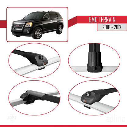 Compatible with GMC Terrain 2010-2017 ACE-1 Car Roof Rack Cross Bar Black Aluminium 3 Bars