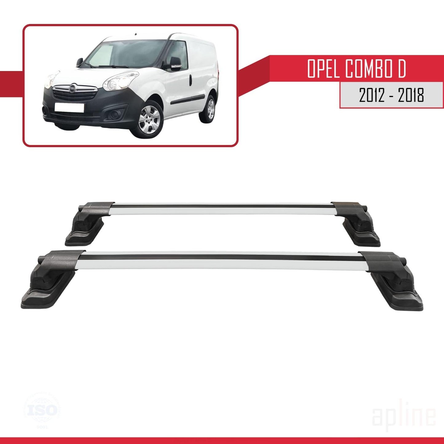 Compatible with Opel Combo D 2012-2018 ACE-3 Car Roof Rack Cross Bar Grey Aluminium 2 Bars