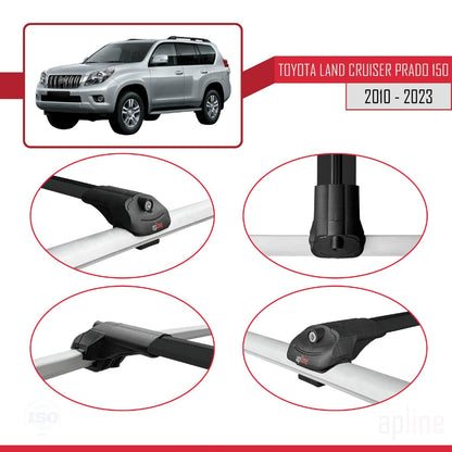 Compatible with Toyota Land Cruiser Prado (J150) 2010-2023 ACE-1 Car Roof Rack Cross Bar Black Aluminium 3 Bars