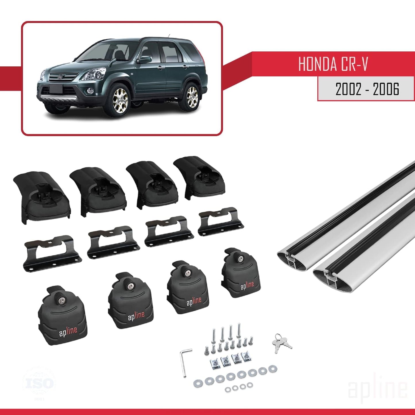 Compatible with Honda CR-V 2 2002-2006 ACE-2 Car Roof Rack Cross Bar Grey Aluminium 2 Bars