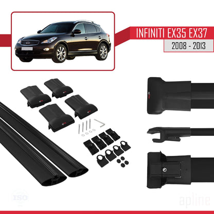 Compatible with Infiniti EX35 EX37 2008-2013 Fly Model Car Roof Rack Cross Bar Black Aluminium 2 Bars