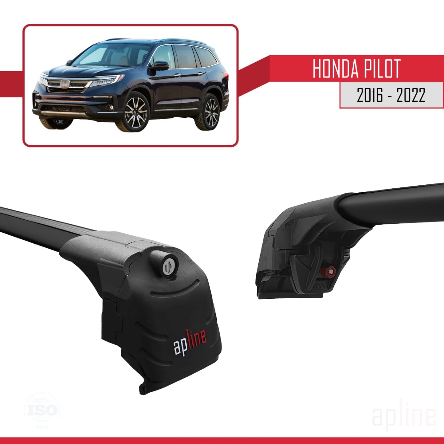 Compatible with Honda Pilot 2016-2022 ACE-2 Car Roof Rack Cross Bar Black Aluminium 2 Bars